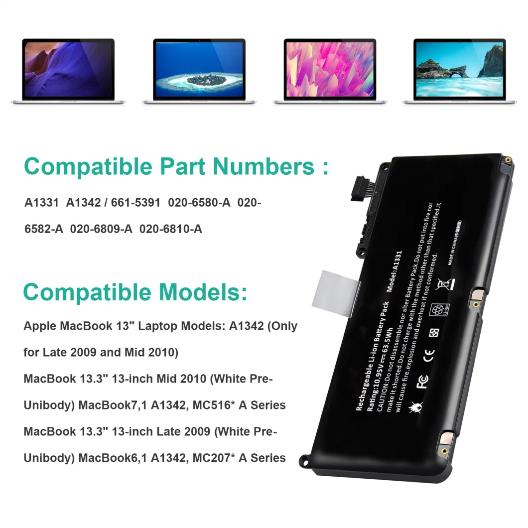 Rechargeable Compatible A1331 Li-Polymer Batteries Replacement for Apple MacBook PRO Notebook Computer Laptop Battery